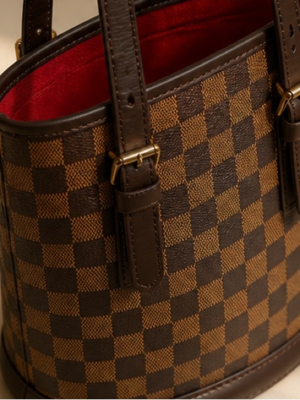 Authentic Louis Vuitton Damien Ebene bucket Marais with Red Interior - Picture 2 of 16